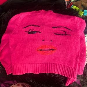 RARE MUST HAVE Betsey Johnson Marilyn Monroe Face Cropped Sweater Size M